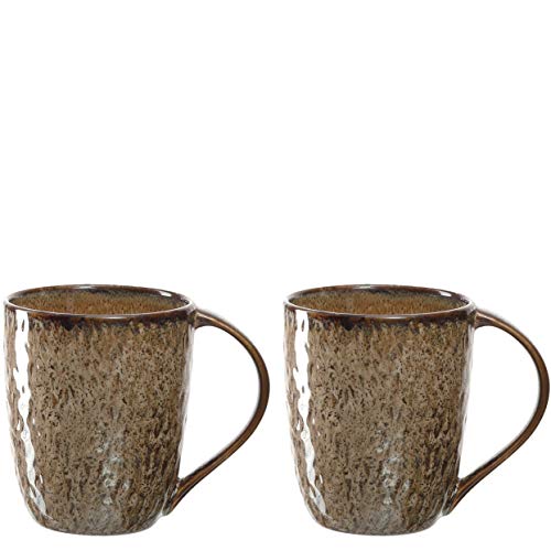 Leonardo Matera Keramik-Tassen 2-er Set, spülmaschinengeeignete Kaffee-Tassen, 2 mikrowellenfeste Tee-Tassen, Becher mit Glasur, beige 430 ml, 026984 von LEONARDO HOME