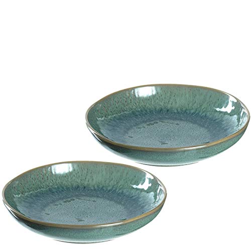 Leonardo Matera tiefe Keramik-Teller, 2-er Set, spülmaschinengeeignete Speise-Teller mit Glasur, 2 runde Steingut-Teller, Ø 20,7 cm grün, 026987 von LEONARDO HOME