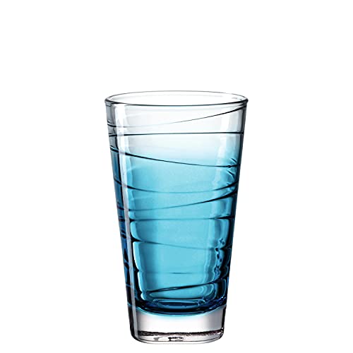 Leonardo Vario Struttura Trink-Glas, 1 Stück, spülmaschinenfestes Longdrink-Glas, bunter Trink-Becher aus Glas, Saft-Glas, blau, 280 ml, 026832 von LEONARDO HOME