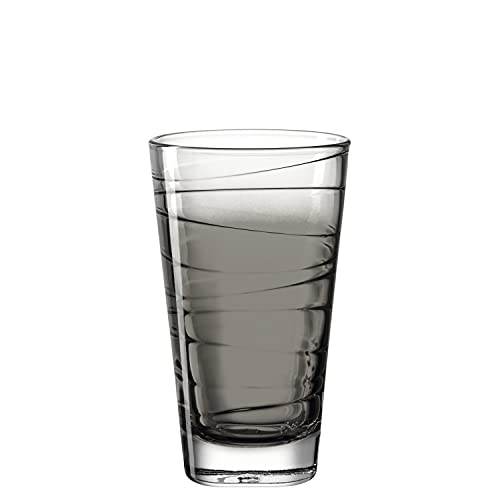 Leonardo Vario Struttura Trink-Glas, 1 Stück, spülmaschinenfestes Longdrink-Glas, bunter Trink-Becher aus Glas, Saft-Glas, grau, 280 ml, 026830 von LEONARDO HOME