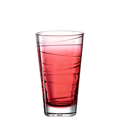 Leonardo Vario Struttura Trink-Glas, 1 Stück, spülmaschinenfestes Longdrink-Glas, bunter Trink-Becher aus Glas, Saft-Glas, rot, 280 ml, 026836 von LEONARDO HOME