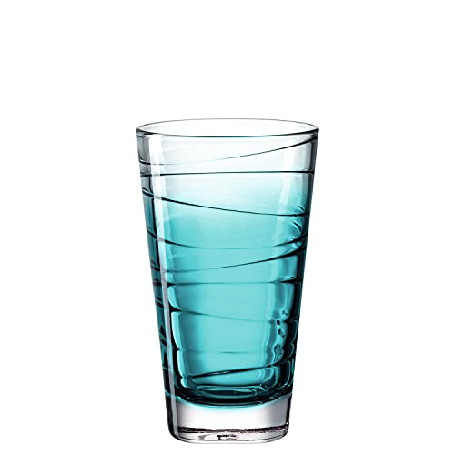 Leonardo Vario Struttura Trink-Glas, 1 Stück, spülmaschinenfestes Longdrink-Glas, bunter Trink-Becher aus Glas, Saft-Glas, türkis, 280 ml, 026833 von LEONARDO HOME