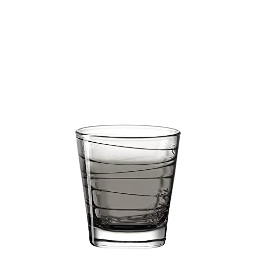 Leonardo Vario Struttura Trink-Glas, 1 Stück, spülmaschinenfestes Wasser-Glas, bunter Trink-Becher aus Glas, Saft-Glas, grau, 250 ml, 026846 von LEONARDO HOME