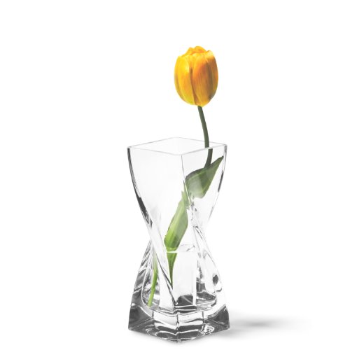 Leonardo Volare Vase, geschwungene dynamisch geformte Blumenwase mit massivem Eisboden, handgefertigtes Klarglas, Höhe 20 cm, 450 ml, 014099 von LEONARDO HOME