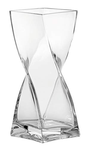 Leonardo Volare Vase, geschwungene dynamisch geformte Blumenwase mit massivem Eisboden, handgefertigtes Klarglas, Höhe 25 cm, 1200 ml, 014101 von LEONARDO HOME