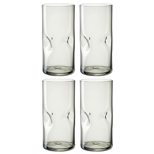 Leonardo Vesuvio Trinkglas Set 4-teilig - Becher aus hochwertigem Glas in organischer Form - Inhalt 330 ml - Handgemacht - Spülmaschinengeeignet - 4 Wassergläser in Farbe grau, 077379 von LEONARDO HOME