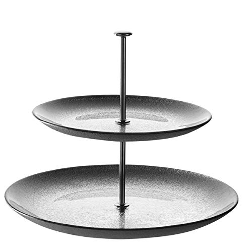 Leonardo - Vivo - Etagere - Grau Silber- Glas - 2-stöckig - Maße (ØxH): 28 x 25 cm von LEONARDO HOME