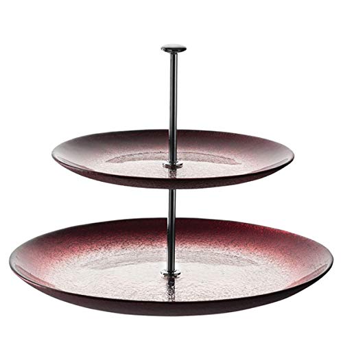 Leonardo - Vivo - Etagere - Rot-Silber - Glas/Metall - 2-stöckig - Maße (ØxH): 28 x 25 cm von LEONARDO HOME