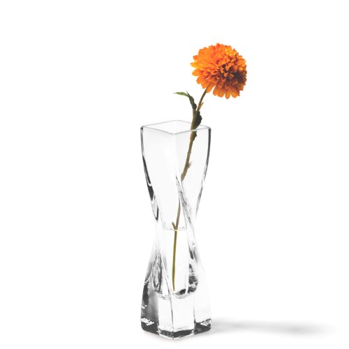 Leonardo Volare Solifleurvase, geschwungene dynamisch geformte Blumenwase mit massivem Eisboden, handgefertigtes Klarglas, Höhe 20 cm, 210 ml, 014083 von LEONARDO HOME