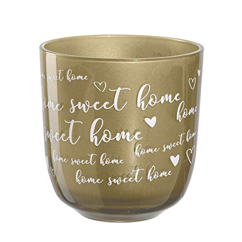 Leonardo - Windlicht - Kerzenleuchter - Home Sweet Home - Gold - Glas - Maße (ØxH): 15,8 x 16,4 cm von LEONARDO HOME