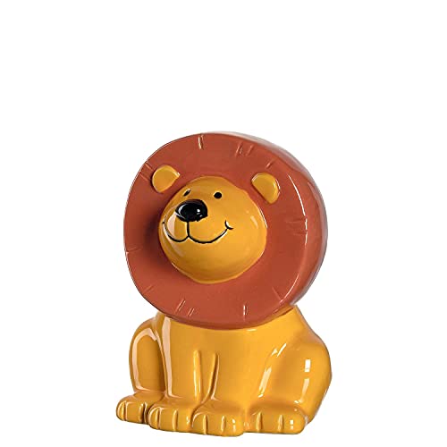 Leonardo Bambini Löwe Spardose, Keramik Sparschwein mit Schlüssel, Geschenk für Kinder, Jungen Mädchen, 12,8 cm, orange bunt, 039192 von LEONARDO HOME