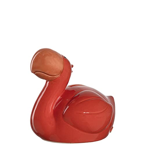 Leonardo Bambini Flamingo Spardose, 1 Stück, Keramik Sparschwein mit Schlüssel, Geschenk für Kinder, Jungen Mädchen, 12 cm, pink bunt, 039196 von LEONARDO HOME