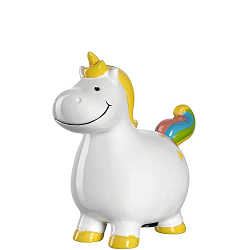 Leonardo Bambini Einhorn Spardose, Keramik Sparschwein mit Schlüssel, Geschenk für Kinder, Jungen Mädchen, 14 cm, weiß bunt, 039195 von LEONARDO HOME