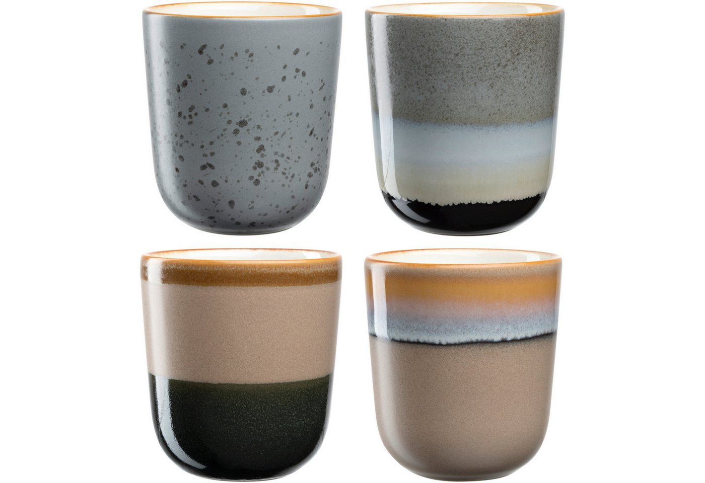 LEONARDO Becher Keramikbecher ROMA, 4er-Set, farblich sortiert, Keramik, spülmaschinengeeignet, in vier verschiedenen Farben von LEONARDO