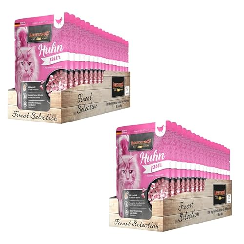 Leonardo Finest Selection Huhn pur | Doppelpack | 2 x 16 x 85 g | Nassfutter für ausgewachsene Katzen | Empfohlen bei Futterunverträglichkeiten | Frischebeutel von Leonardo