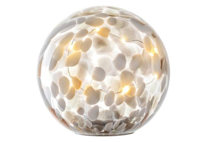 LEONARDO LED Dekoobjekt Kugel SILENZIO, Goldgelb, Transparent, Weiß, Glas, LED fest integriert, Batteriebetrieben, Timerfunktion, Ø 18,5 x H 18 cm von LEONARDO