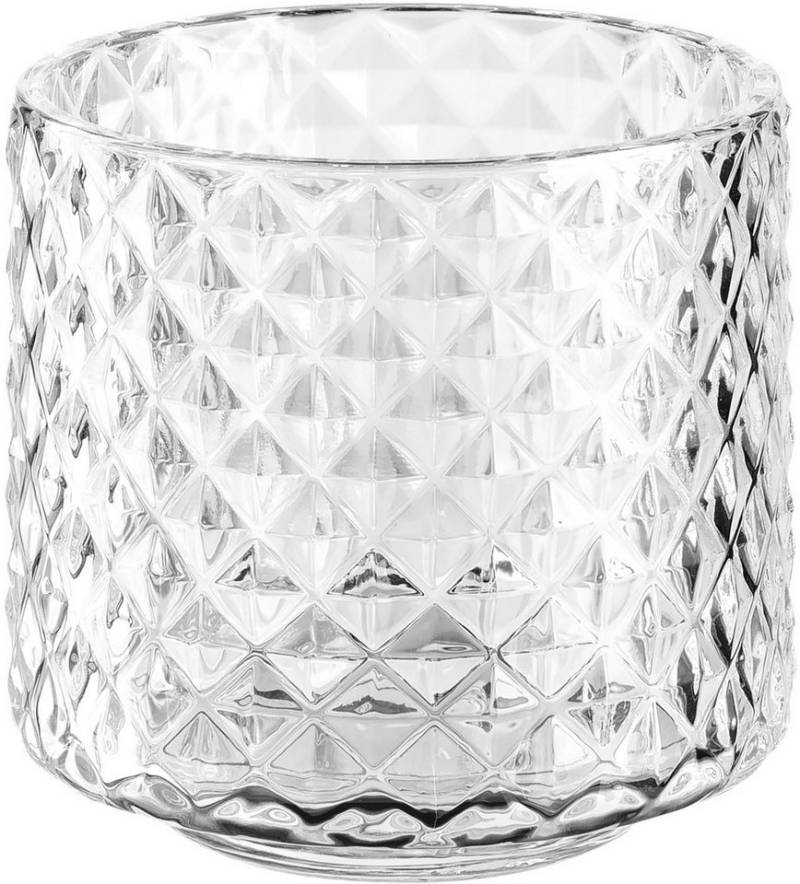 LEONARDO Teelichthalter Tischlicht POESIA, mit kleinen Rauten, Kerzenhalter (Set, 4 St), aus Glas, Höhe ca. 10 cm, Spülmaschinengeeignet von LEONARDO