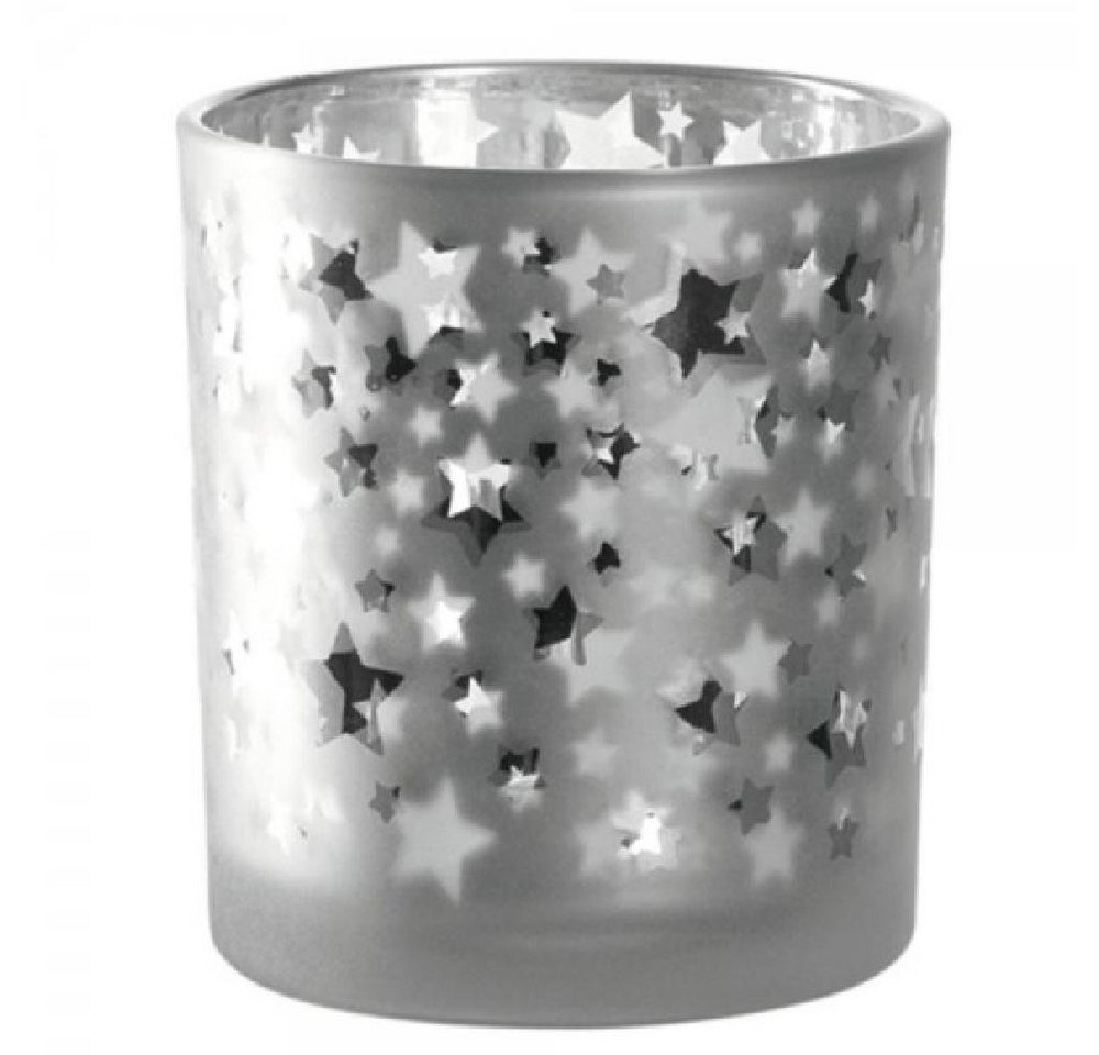 LEONARDO Windlicht LEONARDO Sternentischlicht Aurora Silber Glas (8cm) von LEONARDO
