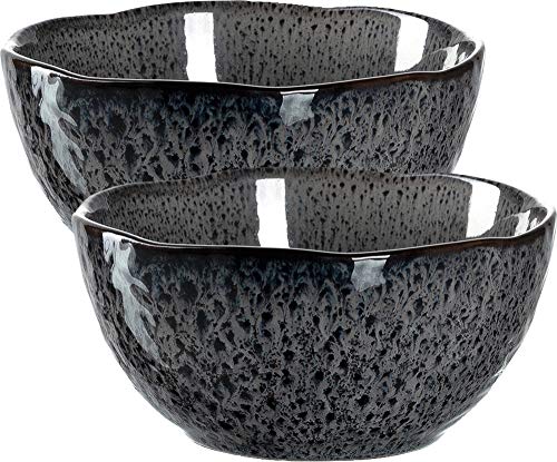 Leonardo Matera Keramik-Schalen, 2er Set, spülmaschinengeeignete Dessert-Schälchen, 2 Müslischalen, Snack-Schüsseln, grau Ø 12 cm 380 ml, 021973 von LEONARDO HOME