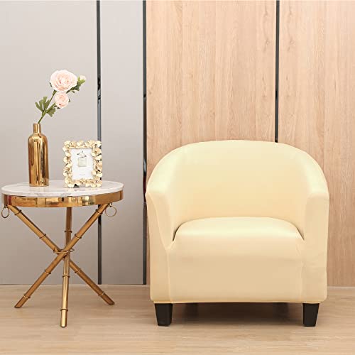 LEONEBEBE Club Stuhl Slipcover, Stretch Tub Stuhlabdeckung mit elastischer Unterseite Universal Stoff Sessel Slipcover 1-teilige Couch Abdeckung für Bar Counter Wohnzimmer (Beige) von LEONEBEBE