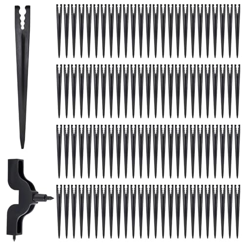 LEONTOOL 100 Stück Stützpfähle für die Tropfbewässerung und 1 Stück für die Bewässerung Tropfen, 1/4 Zoll, ideal für Bewässerungssysteme im Garten von LEONTOOL