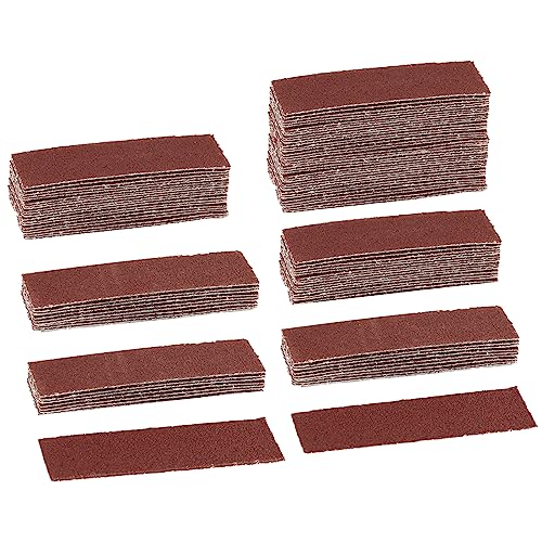 LEONTOOL 100Stück Mikro Schleifset Mikro Detail Schleifer Mikro Feinschleifpapier Haken & Schleife Aluminiumoxid Schleifpapier 80 Körnung 3.5x1.2 Zoll für Holz Metall Kleine Enge Räume Polieren Arbeit von LEONTOOL