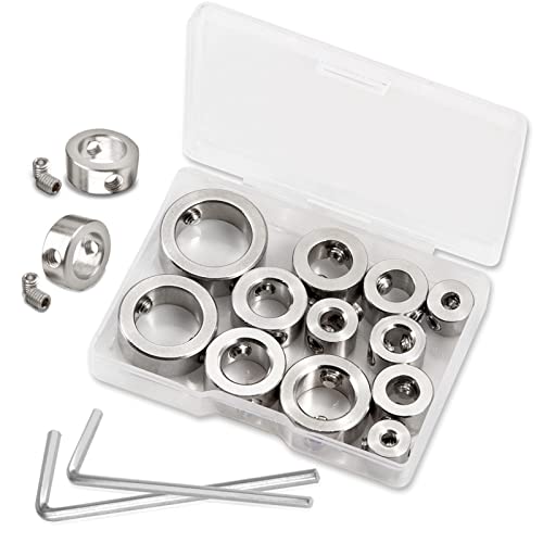 LEONTOOL 12 Stück 3-16 mm Bohrer Tiefenanschlag Kragen Set 304 Edelstahl Bohrbegrenzungsring Bohrer Stop Kragen Set Stop Bit Kragen Set Bohrer Werkzeug mit Sechskantschlüssel und Aufbewahrungsbox von LEONTOOL