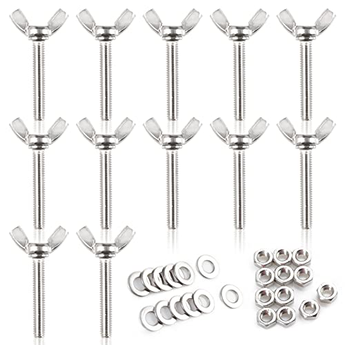 LEONTOOL 12 Stück Flügelschraube mit Flügelmutter M6 x 35 mm 304 Edelstahl von LEONTOOL