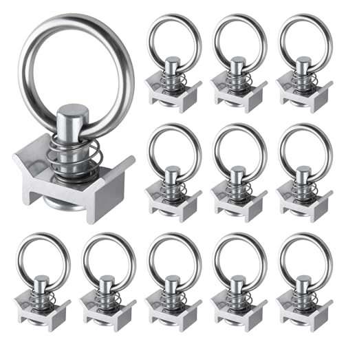 LEONTOOL 12 Stück Single Bolzen Pack L Fitting Zurrschiene O-Ring Bruchfestigkeit 4000 Pfund Edelstahl Rundring 360° Rotation Cargo Control Keeper von LEONTOOL