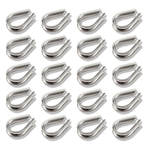 LEONTOOL 20pcs M6 304 Edelstahl Fingerhut 1/4 Zoll Durchmesser Drahtseil Kabelkauschen Rigging 6mm Kauschen Rigging Heavy Duty Kabelklemmen Sortiment von LEONTOOL