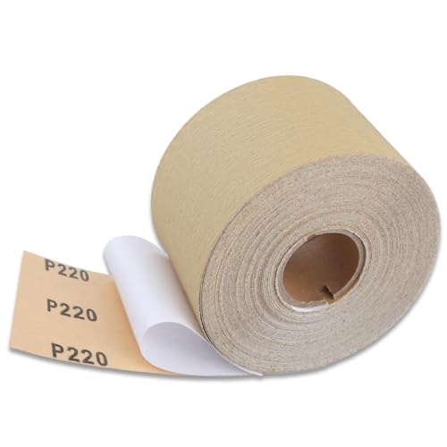 LEONTOOL 220 Körnung Schleifpapierrolle, 20 Yard lange Endlosrolle 2-3/4" breites PSA Longboard Schleifpapier, selbstklebendes PSA Stickyback Schleifpapier für die Automobilholzbearbeitung von LEONTOOL