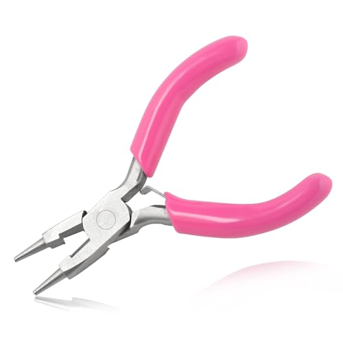 LEONTOOL 3 Zoll Mini-Rundzange für die Schmuckherstellung mit Schneidezange Drahtschleife Zange glatte Backen Drahtbiegezange kleine Schmuckherstellung Werkzeuge Schmuckherstellung Zubehör von LEONTOOL