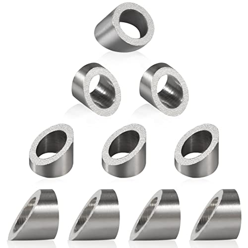 LEONTOOL 30-Grad-Unterlegscheiben, 10 Stück, abgewinkelte abgeschrägte Unterlegscheibe für 1/8 Zoll bis 3/16 Zoll Drahtseil-Kabel-Anwendung Holz Metall Aluminium Pfosten DIY Geländer von LEONTOOL