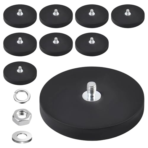 LEONTOOL 4 gummibeschichtete Magnete mit mehr als 8,5 kg Haftkraft, kratzfeste Magnethalterung mit Neodym-Magnetbasis mit M6-Gewindebolzen und Muttern für Lichtkamera von LEONTOOL