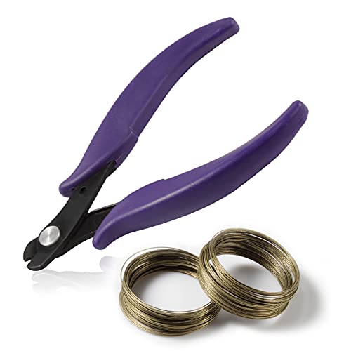 LEONTOOL 5,5 Zoll Memory Wire Cutter für die Schmuckherstellung Memory Wire Cutter Kit für die Armbandherstellung 200 Bronze Memory Wire Loops Memory Beading Wire Schmuckperlen Draht Memory von LEONTOOL