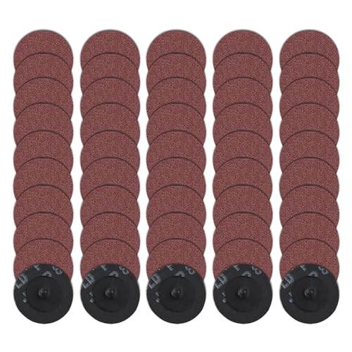 LEONTOOL 50 Stück Rollenschloss Schnellwechselscheiben 5,1 cm Körnung 60 Schleifscheiben für Bohrer Aluminiumoxid beschichtet Stanzschleifer Zubehör Oberflächenpflege Werkzeug für Rostfarbe Entfernung von LEONTOOL