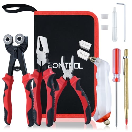 LEONTOOL 9-teiliges Hochleistungs-Glasbrechzange und Klassenschneider-Werkzeug-Set mit Ersatz-Schneidrad, Gravurstift, Glasschneider-Set für Buntglasfliesen, Mosaikschneiden von LEONTOOL