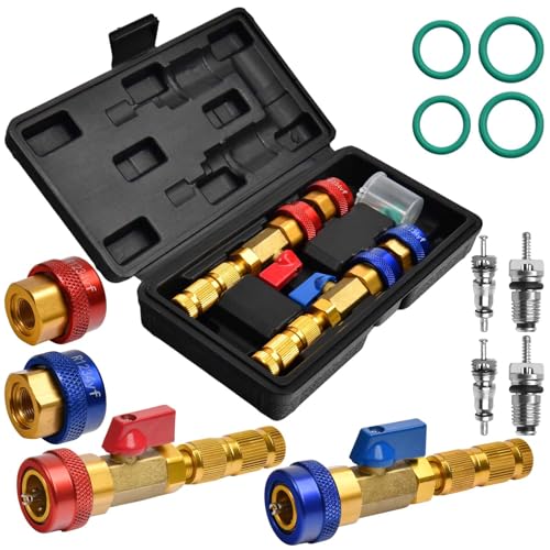 LEONTOOL AC-Ventilkernentfernungswerkzeug, R134a R1234yf R22 Hochdruck-Ventilkern Schnellentferner-Installateur Werkzeug-Set für Automobil-Kältemittel-Klimaanlagen, Standard JRA und Schrader-Ventil von LEONTOOL