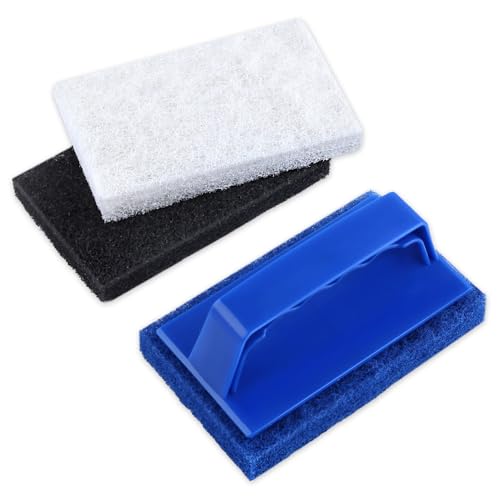 LEONTOOL Badeschrubber mit Griff, 3 Stück, kratzfest, Badezimmer-Scheuerpads mit 1 Griff, wiederverwendbarer Reinigungsschwamm, Scheuerbürste für die Reinigung von Dusche, Fliesen, Badewanne, von LEONTOOL