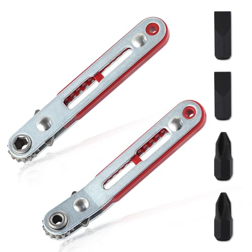 LEONTOOL Mini-Ratschenschlüssel-Set, 6,35 mm (1/4 Zoll), Sechskant-Schraubendreher-Bit, Ratschenschlüssel, Ellenbogenkopf und Flachkopf, umkehrbarer Antriebsgriff mit Flachkopf und von LEONTOOL