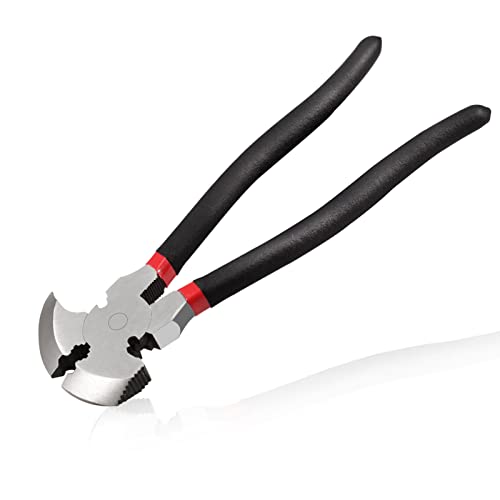 LEONTOOL Zaunzange Mehrzweckzaun Zange mit 2 Drahtschneider Nagelzieher Zaunzange Werkzeug Hammer Ende für die Installation Wartung Reparatur Drahtzäune von LEONTOOL