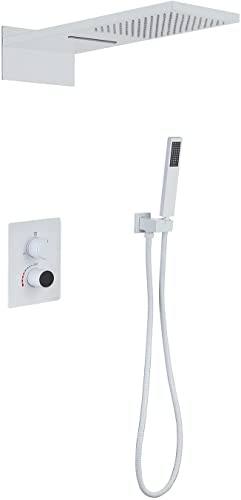 LEOSXA Duschsystem, Digitalanzeige, Duscharmatur-Set, Unterputz-Duschmischbatterien, Set mit Messing-Handbrause und Wasserfall-Regenduschkopf (enthält Wasserhahn mit grobem Ventilkörper u LEOSXA Duschsystem, Digitalanzeige, Duscharmatur-Set, Unterputz-Duschmischbatterien, Set mit Messing-Handbrause und Wasserfall-Regenduschkopf (enthält Wasserhahn mit grobem Ventilkörper u von LEOSXA