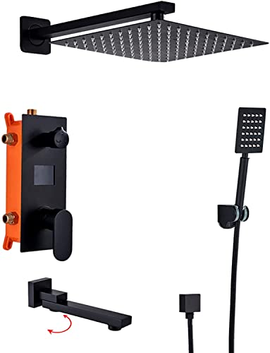 LEOSXA Unterputz-Duschsystem, Digitalanzeige, Duscharmatur-Set, mattschwarzes Duschmischer-Set mit Messing-Handbrause und Wasserfall-Regenduschkopf, fortschrittliche Luftinjektionstechnol LEOSXA Unterputz-Duschsystem, Digitalanzeige, Duscharmatur-Set, mattschwarzes Duschmischer-Set mit Messing-Handbrause und Wasserfall-Regenduschkopf, fortschrittliche Luftinjektionstechnol von LEOSXA