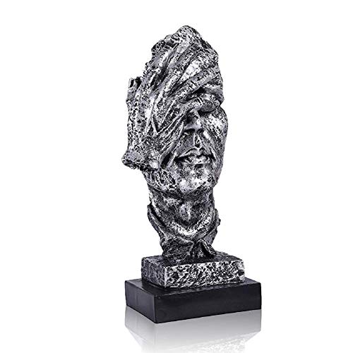 LEPENDOR Abstrakter und kreativer Schreibtisch Dekorationen Die Gesichtsdenker Statue, Handgefertigte Stille Männer Statuen Harz Abstrakte Skulptur Büro Home Decor Figur Geschenk - Kein See, Silber von LEPENDOR