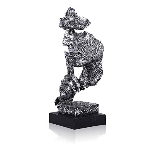 LEPENDOR Stille ist golden - Handgefertigte Stille Männer Statuen Harz Abstrakte Skulptur Büro Home Decor Figur Geschenk - Stille, Silber von LEPENDOR