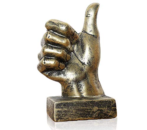 LEPENDOR Finger Geste Statuen Hand Skulptur Dekor Finger Statue Harz Schreibtisch Dekorationen für Zuhause & Büro - Golden, Daumen hoch Skulptur von LEPENDOR