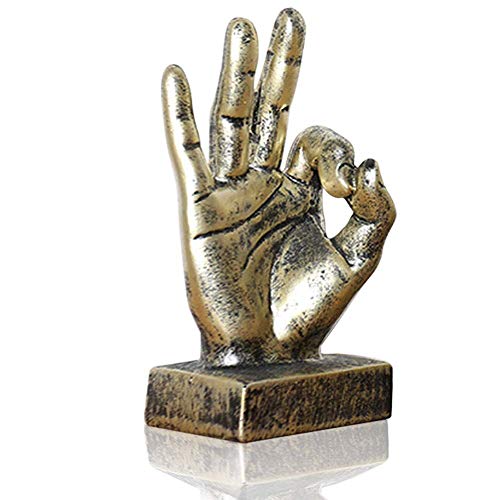 LEPENDOR Finger Geste Statuen Hand Skulptur Dekor Finger Statue Harz Schreibtisch Dekorationen für Zuhause & Büro - Golden, Ok Finger von LEPENDOR