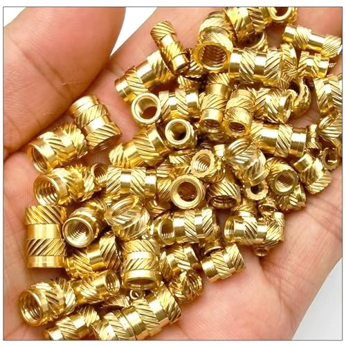LEPEVNEY 60 Stück M4 gerändelte Gewindeeinsätze, 6 mm Länge, 6 mm Außendurchmesser, Messing-Buchseneinsätze für 3D-Druck und Einbettung von Wärme-Sets von LEPEVNEY