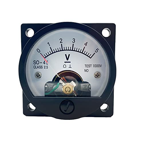LEPEVNEY Analoges Messgerät, Voltmeter, Messgerät, SO-45, rund, Strommessung, Amperemeter, DC 5 V von LEPEVNEY