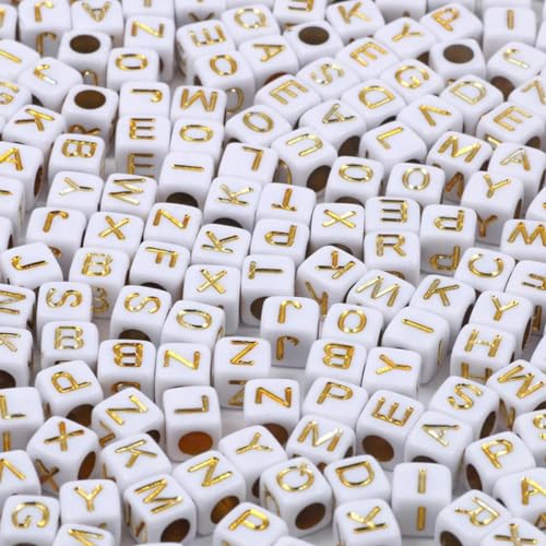 100/200/300/500 Stück gemischte englische runde quadratische Buchstabenperlen Herz-Alphabet-Perlen Acrylperlen zur Schmuckherstellung DIY-Zubehör-Stil 7-100 Stück von LEPIZ